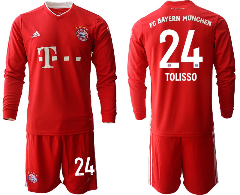 Men 2020-2021 club Bayern Munich home long sleeves #24 red Soccer Jerseys->bayern munich jersey->Soccer Club Jersey